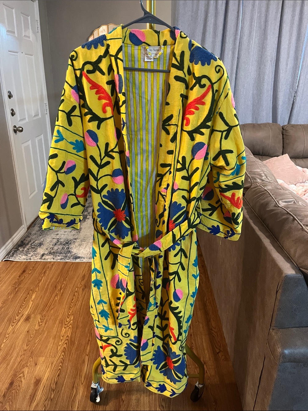 Ashley Taylor Yellow Cotton Coat with Bold Print